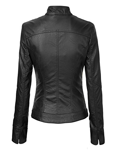 Made By Johnny Mbj Wjc747 Womens Dressy Vegan Leather Biker Jacket Xxl Black #TOP2