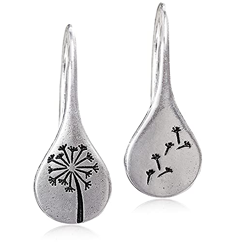ANDPAI Handmade Lightweight 925 Sterling Silver Dandelion Dangle Drop Earrings for Women and Girls, Vintage Silver Flower Mountain Tree Dangle Earrings Jewelry Gifts