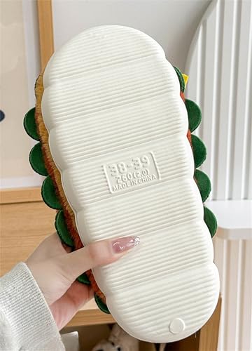 Unisex Adults Home & Kitchen Casual Playful Cotton, EVA Plush Slippers, Brown, Size: Unisex, Non-Slip EVA Sole, Memory Foam Insole, Washable, Hamburger Design2