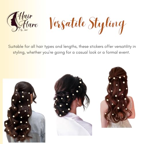 Image of Hair Flare Round Pearl Hair Stickers: Combo of 18 (6mm) & 16 (8mm) pearl, Easy Stick-On, No Pins Needed, Pack of 34 2860 Silver