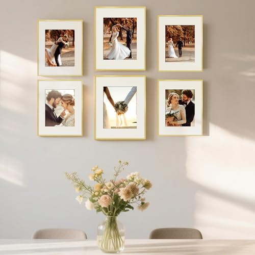 Image of upsimples Aluminum 11x14 Picture Frame Gold, Display Photo 8x10 with Mat or 11 x 14 without Mat, Wall Hanging Metal Poster Frame with Acrylic Cover, 1 Pack