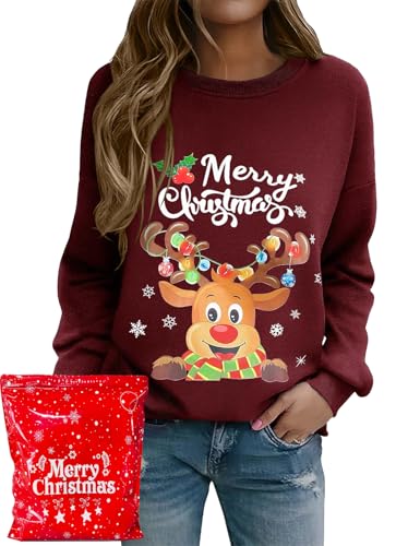 Lonya Weihnachts Sweatshirt Damen Weihnachtspullover Lustiges Xmas...