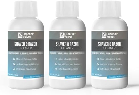 Essential Values Electric Shaver Cleaning Solution - Compatible with Braun Clean & Renew Refill Cartridges - 3 Bottles Makes 9 Refills - Manufactured in USA image 5