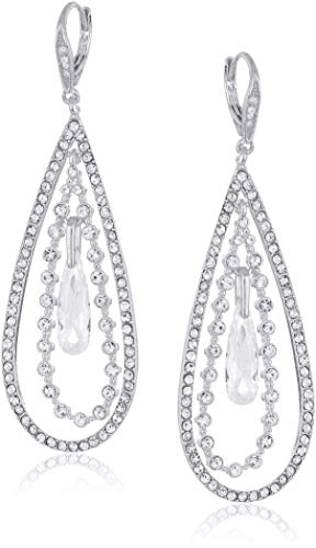 Image of Anne Klein Women's Crystal Large Orbital Drop Earrings, Silver