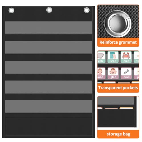 Yoink 5+1 Standard Pocket Chart, Clear 5 Pockets with 1 Extra Storage Pocket for Classroom, Word Wall and Sentence Strips Hanging Chart for Vocabulary Learning, Teacher Supplies(Black) - Image 6