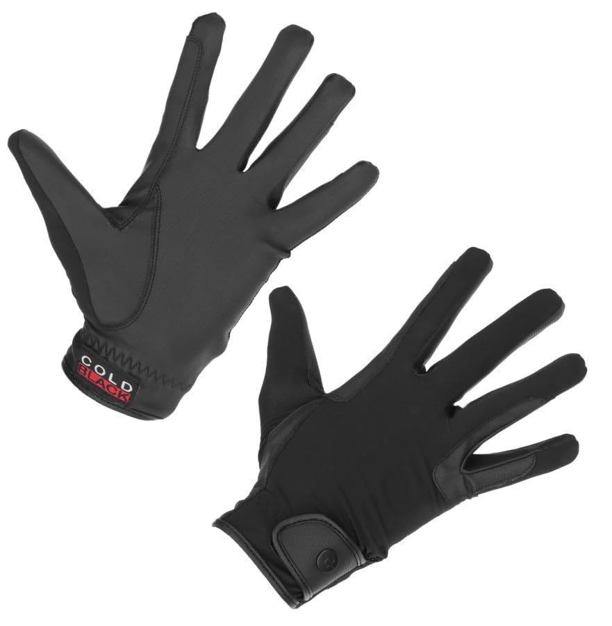 Gants d'équitation unisexes Covalliero noirs FS 2025 pour cavalier