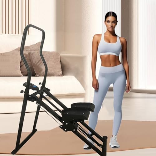 Escalador Vertical Negro con Pantalla LCD Plegable MáQuina de Ejercicios de Escalada Vertical Ajustable Manillar Pedales MáQuinas de Cardio Fitness Quema de Grasa Eficiente Unisex para NiñOs Adultos