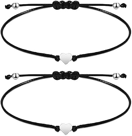 Pulsera Tobillera Trenzada a Mano con Corazón de Plata - 2PCS, Mu...