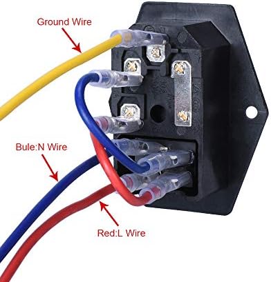 BIQU 2PCS 10A 250V Rocker Switch Power Socket Inlet Module Plug 5A Fuse Switch with 5Pcs 16-14 AWG Wiring 3 Pin IEC320 C14