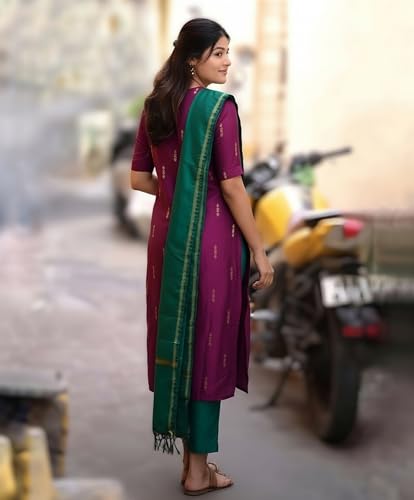 Image of ANNI Designer Women's Rayon Viscose Printed Straight Kurta with Pant and Dupatta