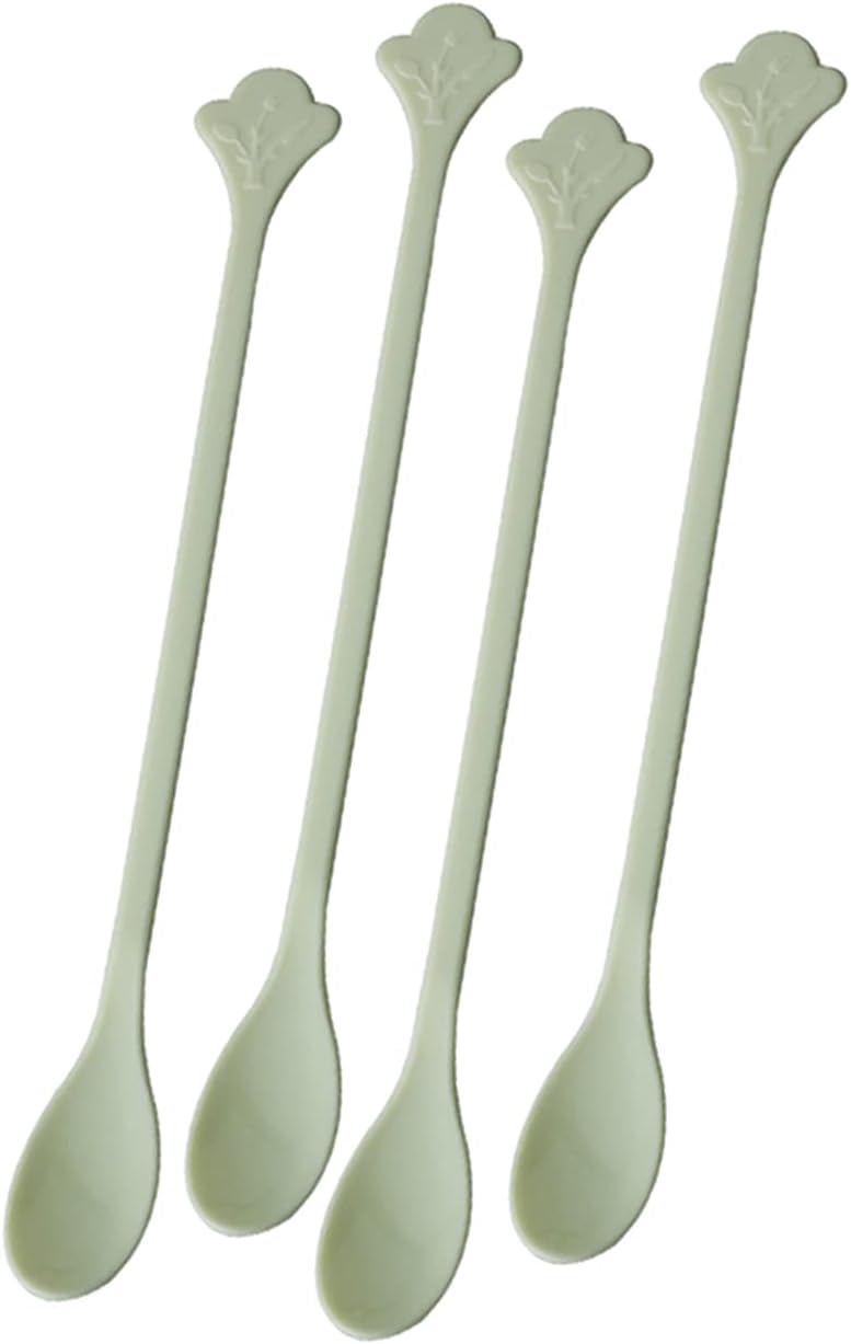 Coffee Spoon 100PCS 13cm/5.1Inch Mini Disposable Tea Sugar Spoons Plastic Food Grade Cocktail Stirrers Swizzle Sticks