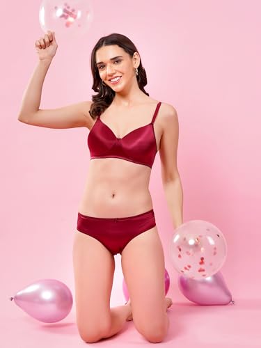Image of Women's Seamless Non-Padded Wirefree Bra with Mid-Rise Bikini Panty Set | Soft Stretch Everyday Comfort Lingerie Set