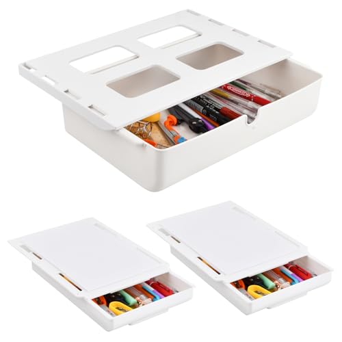 Mapille 3 Stück Schublade unter Schreibtisch, Versteckte Schubladenbox, Schubladen Organizer Aufbewahrungsbox, unter Schreibtisch Schublade, Selbstklebende Schubladen Organizer für Zuhause und Büro