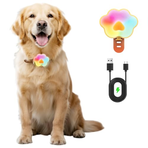 Lekereise Dog Collar Light, Dog Lights for Night Walking 6 Modes USB Rechargeable LED Collar Charm Clip-On Light, Waterproof & Silicone Band Safety Pet Lights, Running, Camping