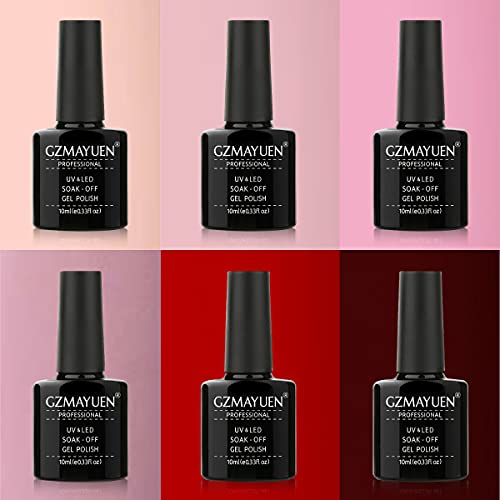 GZMAYUEN Rot UV Gel Nagellack Nude farben UV Lack Set Rosa Gel für Gelnägel Shellac Dunkelrot Gel Farbgel 10ML Pastell… – Bild 2