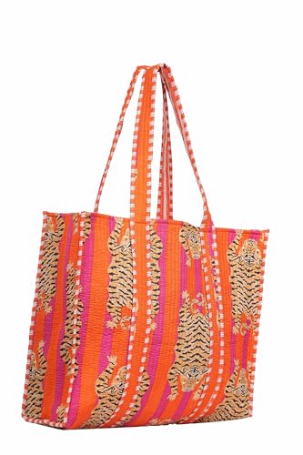 Bolso Tote reversible de algodón estilo jungla miniatura 4