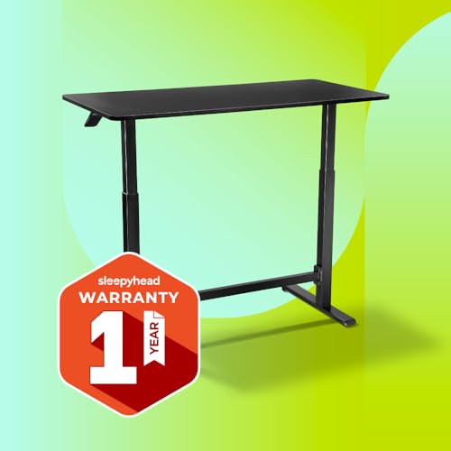Image of Sleepyhead Lyft Designed by Duroflex - Height Adjustable Desk for Home Office & WFH | Portable Sit Stand Table with Hydraulic Lift, Wheels & Ergonomic Laptop Workstation (Black Base & Black Top)