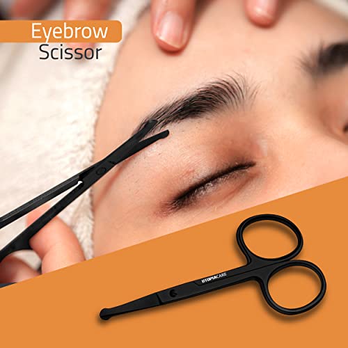 Utopia Care 2 Pcs Nail Scissors | Professional Multi-Purpose Beauty Scissors, Nose Hair, Eyebrow, Beard, Moustache & Cuticle Scissors (Black)