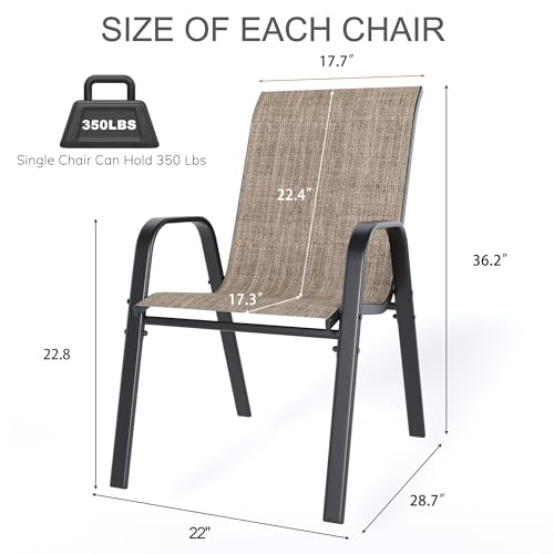 Image of Outdoor Patio Chairs Set of 4 Stackable Dining Chairs All-Weather Textilene Furniture Set for Pool Deck, Backyard, Garden