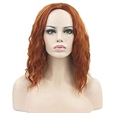 BERON Short Curly Wig Cosplay Costume Party Hair with Wig Cap (Dark Orange)