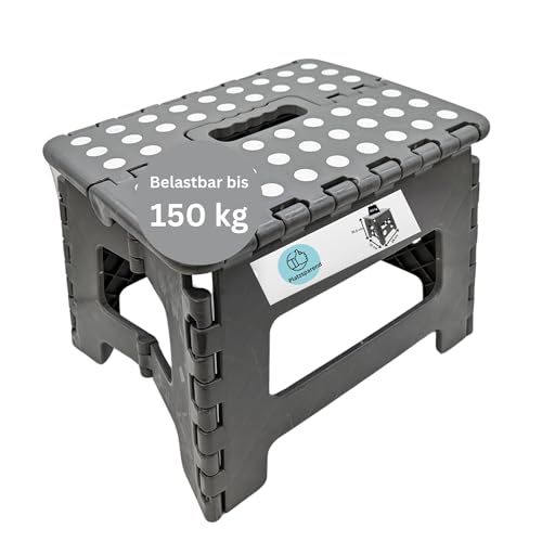 Hocker Tritthocker 29 x 22 x 22 cm faltbar für Erwachsene und Kinder bis 150 kg Klapphocker aus Kunststoff rutschfest und platzsparend mit praktischem Tragegriff & HLKauf-Block