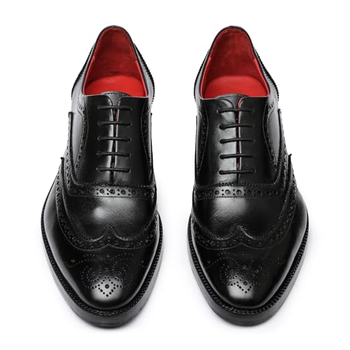 Image of Lethato Wingtip Brogue Oxford Handcrafted Men's Genuine Leather Lace up Dress Shoes