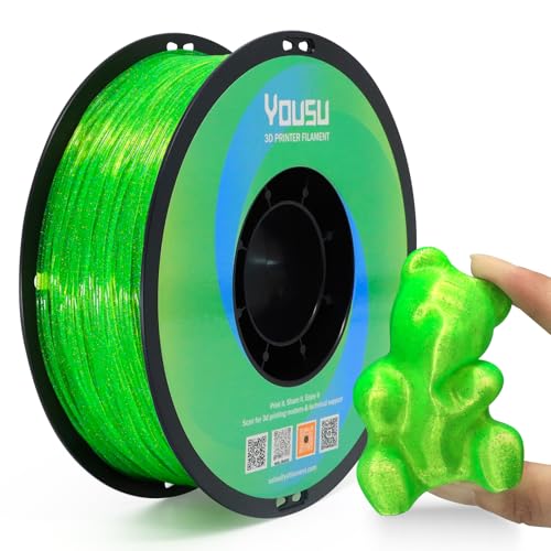 YOUSU TPU Filament 1.75mm,Transparent Galaxy TPU Fluorescent Green