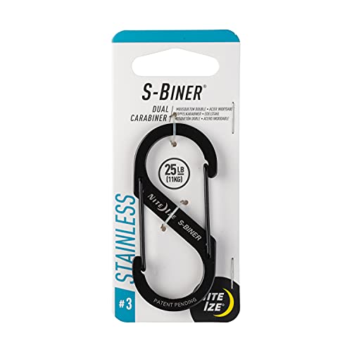 Nite Ize SB3-03-01 Size-3 S-Biner Dual Carabiner, Stainless-Steel, Black