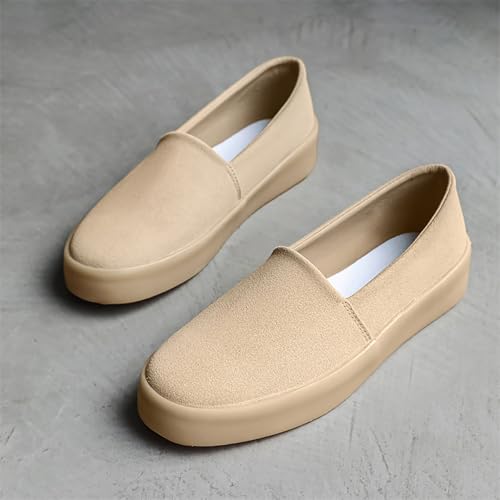 Men's Loafers Slip-On Moccasins Suede Dress Shoes, Lightweight and Breathable with Rubber Sole Stylish Mens Loafers,Khaki,9.53