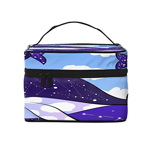 漫画のかわいいクジラ 化粧ボックス 化粧品収納箱 大容量 人気 おしゃれぶた 可愛い かわいい メイクポーチ コスメポーチ 持ち運び バニティーケース 機能的 仕切り 旅行用 出張用 コスメティックバッグ