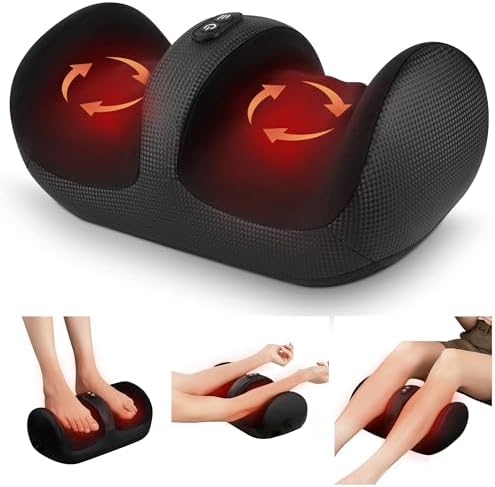Nekteck Foot Massager with Heat & Foot Roller, Shiatsu Calf Leg Massager for Circulation and Neuropathy Pain Relief for Feet Care Home Office Gadgets Relaxing Massage Tools Gifts for Women Men Mom Dad