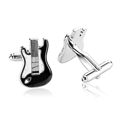 Aotiwe Gemelos de Hombre, Regalos Aniversario Novios Guitarra Blanco Negro Acero Inoxidable Regalo del Negocio Bautizos