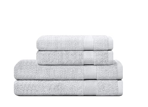 CAMRY Handtuch Set 4-teilig - 2 Badetücher 70x140 cm und 2 Handtücher 50x100 cm aus 100{8d9c604cc6c290fb7bb06c7e495378d6c4055c02fcb1426b04eec4023bd44857} Baumwolle 500 g/m² - weiche und saugstarke Tücher in Farbe Silber CAMRY Handtuch Set 4-teilig - 2 Badetücher 70x140 cm und 2 Handtücher 50x100 cm aus 100{8d9c604cc6c290fb7bb06c7e495378d6c4055c02fcb1426b04eec4023bd44857} Baumwolle 500 g/m² - weiche und saugstarke Tücher in Farbe Silber