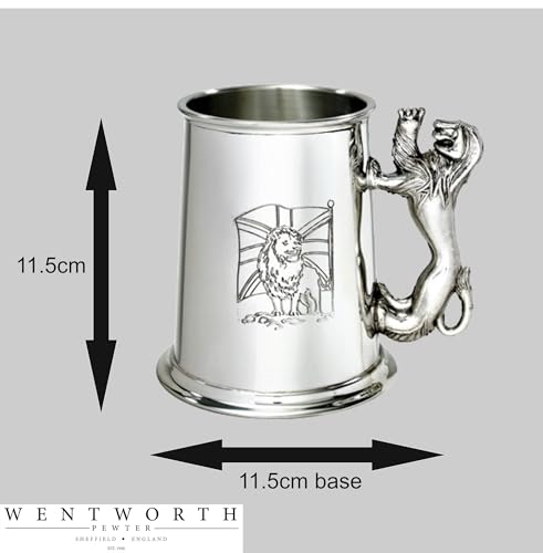 Wentworth Pewter- Union Jack Lion Handle 1 pint pewter Tankard