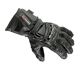 Guantes para moto de piel impermeables (perfectos para invierno, cuero), color negro