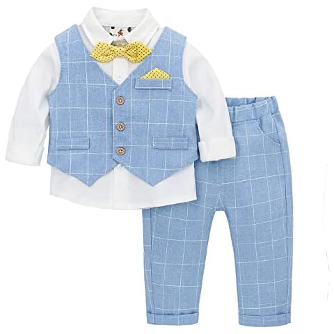 famuka Baby Boys Gentleman Suits Kids Tuxedo Clothing Set (as8, Numeric, Numeric_120, Blue 2, 120, ) Cover