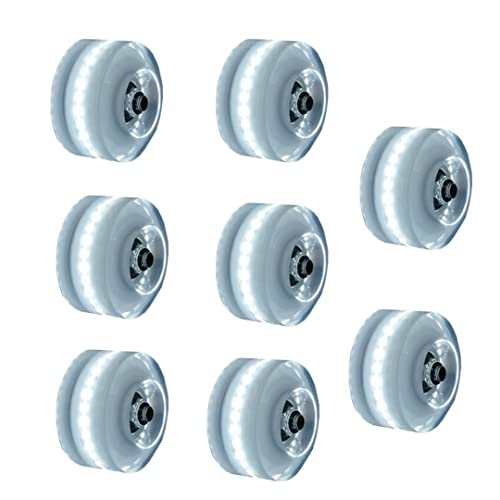 SzBlaZe 8 Pack 58 x 32mm Light up Roller Skate Wheels with Bearings for Quad Skates or Outdoor Double Row Skating or Skateboard Accessories(White)