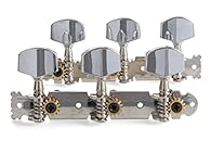 Machine head without lyra, Shaft distance 35 mm, diameter 6 mm Gear ratio 14:1, Nickel plated metal shafts for steel strings Double drilled to facilitate feeding in the strings, Nickel-plated metal buttons