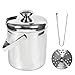 THETHO 1.3L Cubitera con Pinzas Cubo de Hielo de Acero Inoxidable cubiteras para Hielo con Aislamiento de Doble Pared Tapa Colador