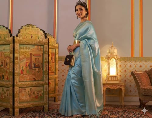 Image of SWORNOF Women's Banarasi silk Saree With Unstitched Blouse Piece