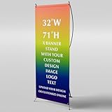 Custom Banner with X Stand (32' x 71') | Personalized X Banner Stand for Advertising, Portable Retractable Banner with Bag Stores, TradeShow, Restaurant, Event, Birthday & Party (1 Image)