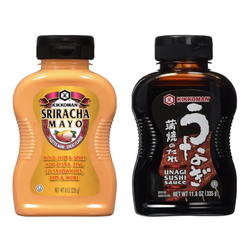 Japanese Sweet Unagi Sauce and Spicy Sriracha Mayo Sauce for all of your dish Value Combo Kosher (Pack of 2) - Total 20.3 oz (Mayo and Unagi)
