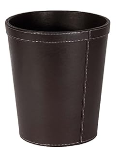 OSCO Faux Leather Waste Bin – 12 Litre Square Rubbish Basket – Stylish Leather Finish Bin for Home Office, Study, Bathroom, Desk – Easy Clean Surface – Compact & Elegant Container, Single, Brown