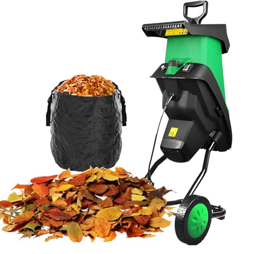Astilladora eléctrica de madera, potencia de 2400 W con bolsa de recogida de 50 L, ideal para triturar ramas de jardín y patio trasero