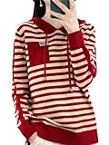 【Hochwertiges Material】Damen Langarm Strick Hoodie ist aus hochwertigem Stoff für ultimative Wärme und Komfort. Gestricktes Kapuzen-Sweatshirt, weich auf der Haut und resistent gegen Verformung.