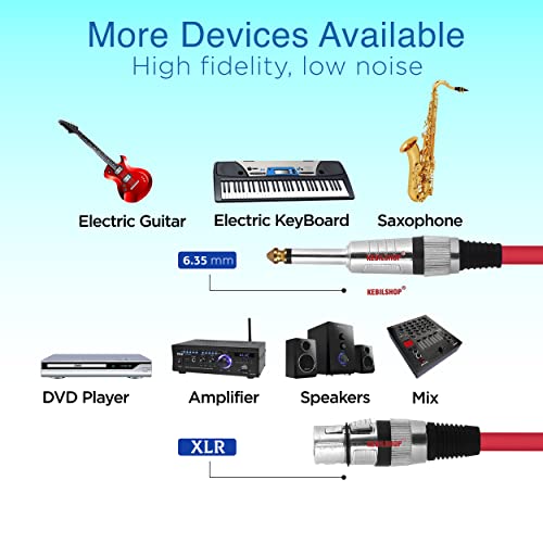 Image of Microphone Cable 3 Pin XLR Female to 1 /4 inch TS 6.35 mm Male 5 Meter /16 Feet, TRS to XLR Female Cable For Dynamic Microphone,Amplifier... (RED)