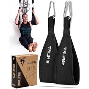 PULLUP & DIP Sangles Abdominaux, Sangles Abdominales pour Entraînement Abdominal, Sling Musculation pour Barre de Traction, Set de Deux Ab Straps avec Rembourrage Doux pour Fitness et Calisthenics