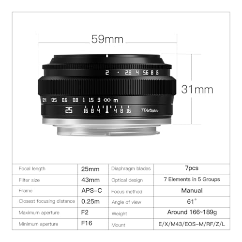 TTArtisan APS-C 25mm F2 Metal Bodied Lens Compatible with Fuji X Mount - Black by TTARTISAN - Image 7