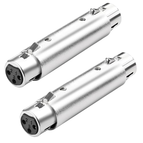 QIANRENON XLR Female to XLR Female Microphone Adaptor Extender 3Pin XLR Jack to Jack Balanced Audio Connector XLR Docking Expansion Socket, for Extension XLR Stage Audio Amplifier Mixer, 2Pcs