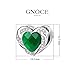 GNOCE Heart-shaped Birthstone Charm for Bracelet 925 Sterling Silver Birthday Charms for Women Wife Fit Snake Chain Bracelets/ (May)